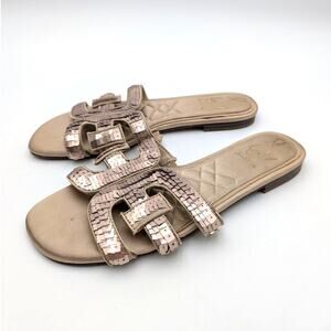 Sam Edelman Bay Glamour Slide Sandals Women's Molten Gold Size US8M EU38.5